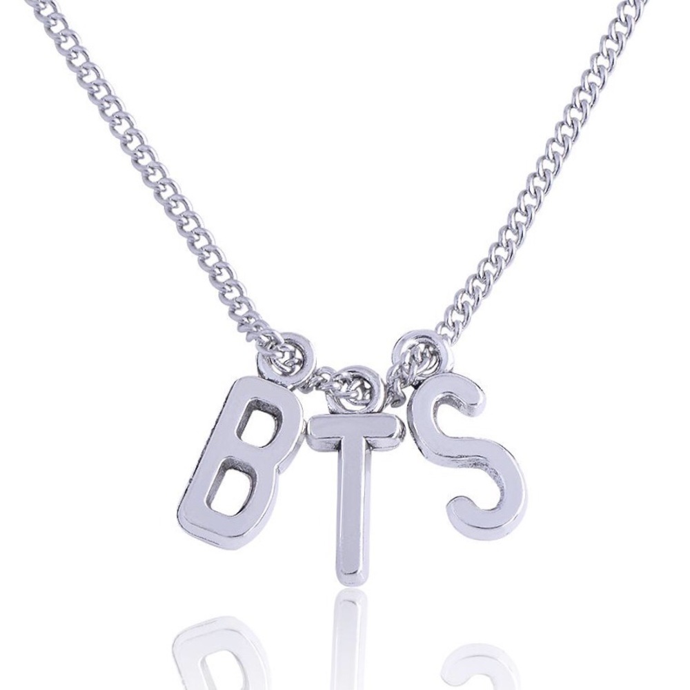 BTS Silver Chain Spellout Letters Necklace